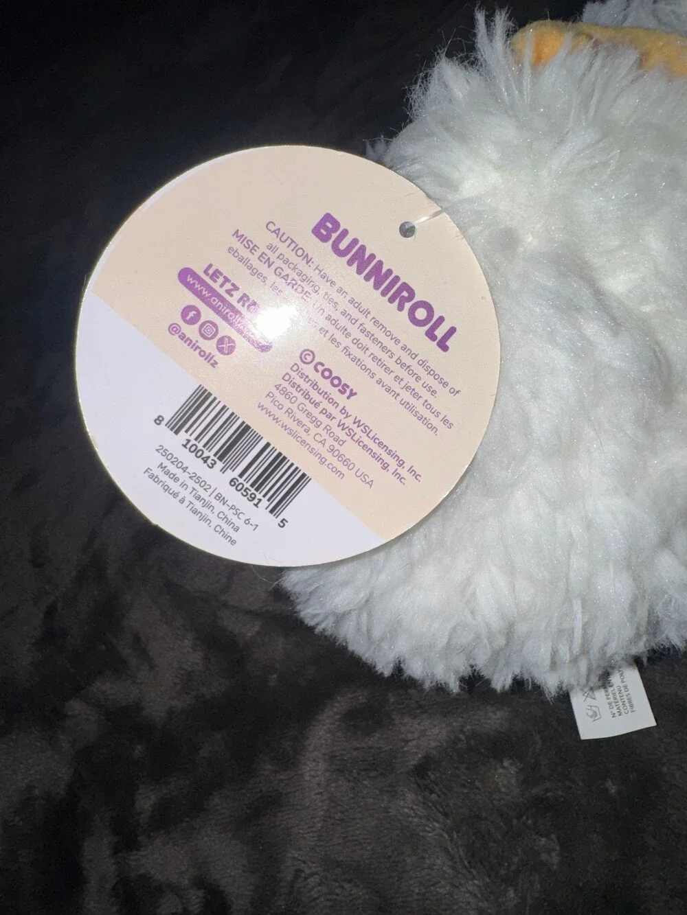 Anirrollz Bunniroll Plush Toy White Soft Stuffed Animal